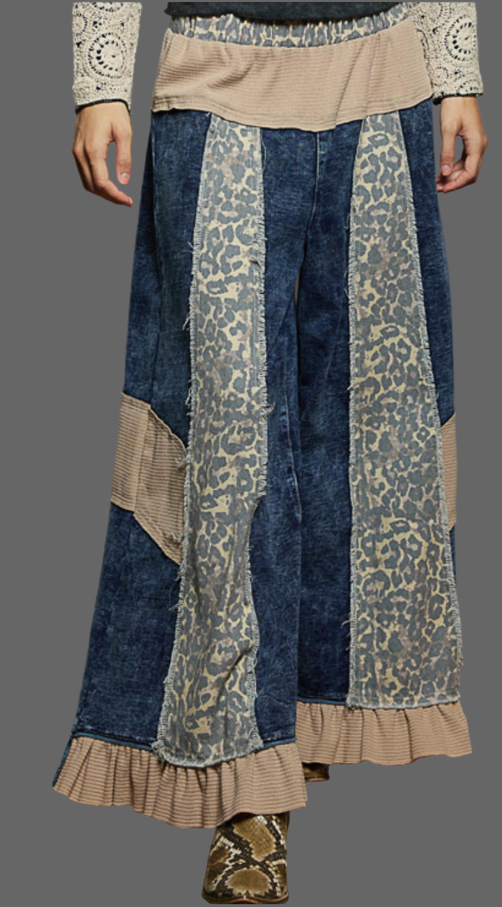 Multi textured leopard two-piece