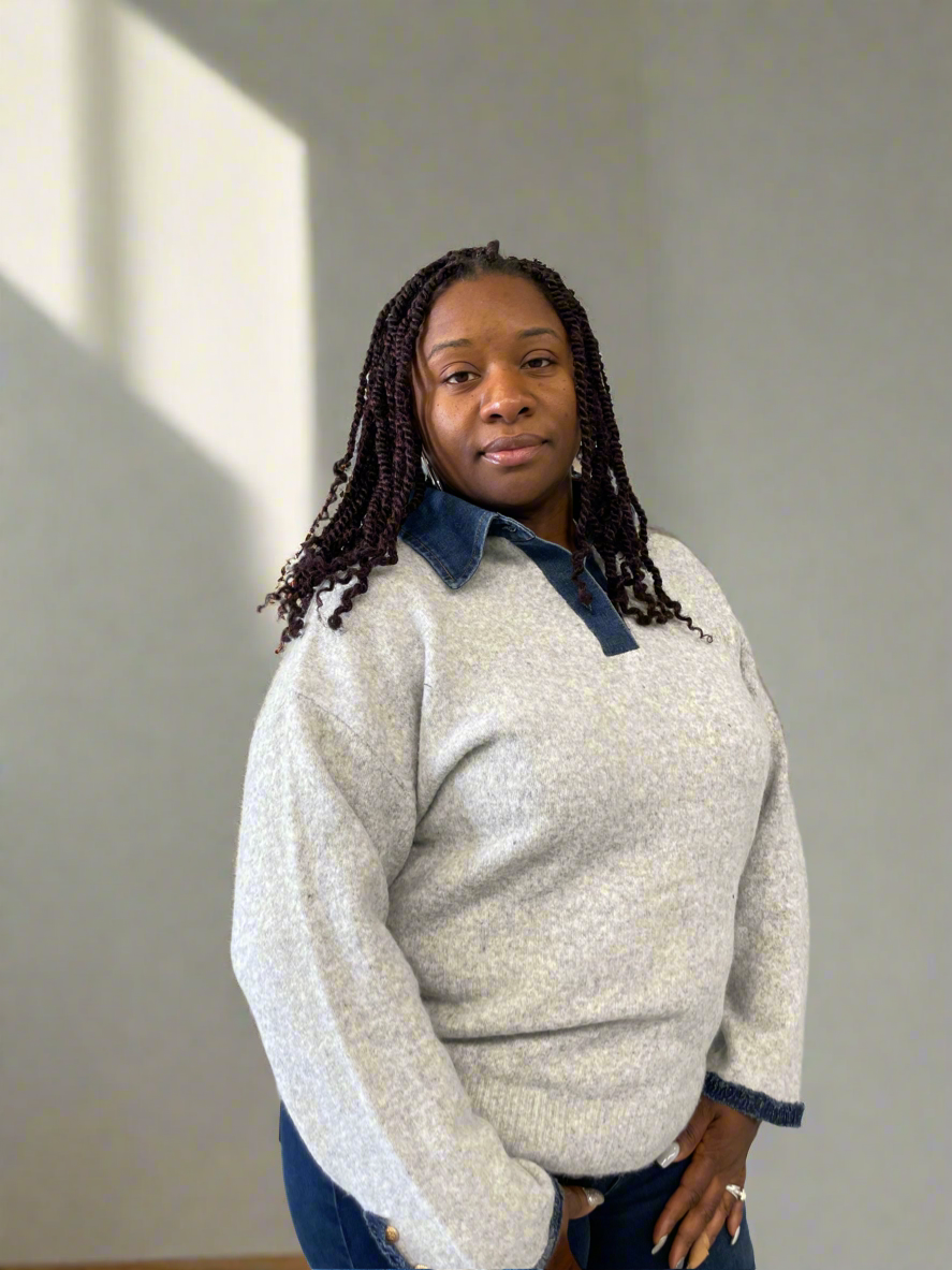 Denim Collar Sweater