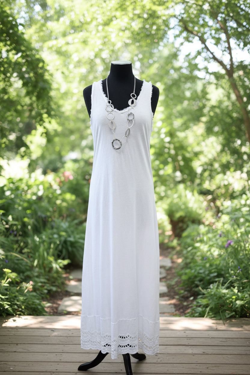Frayed V-neck dress