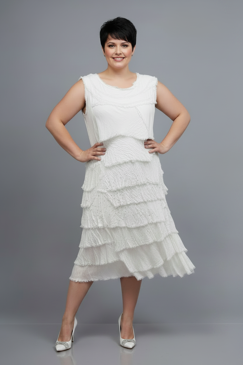 Sleeveless Frayed Dress