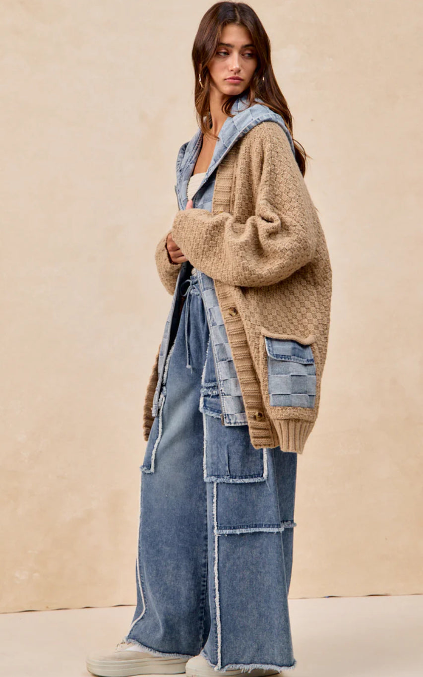 Denim Sweater Cardigan