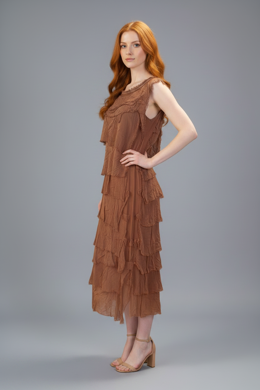 Sleeveless Frayed Dress