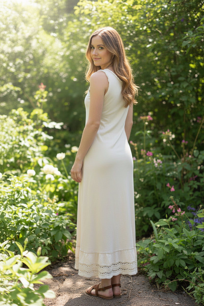 Frayed V-neck dress