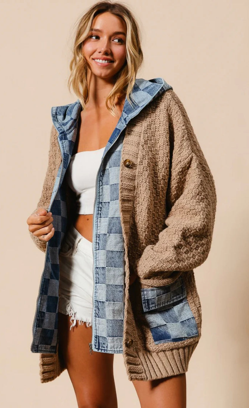 Denim Sweater Cardigan