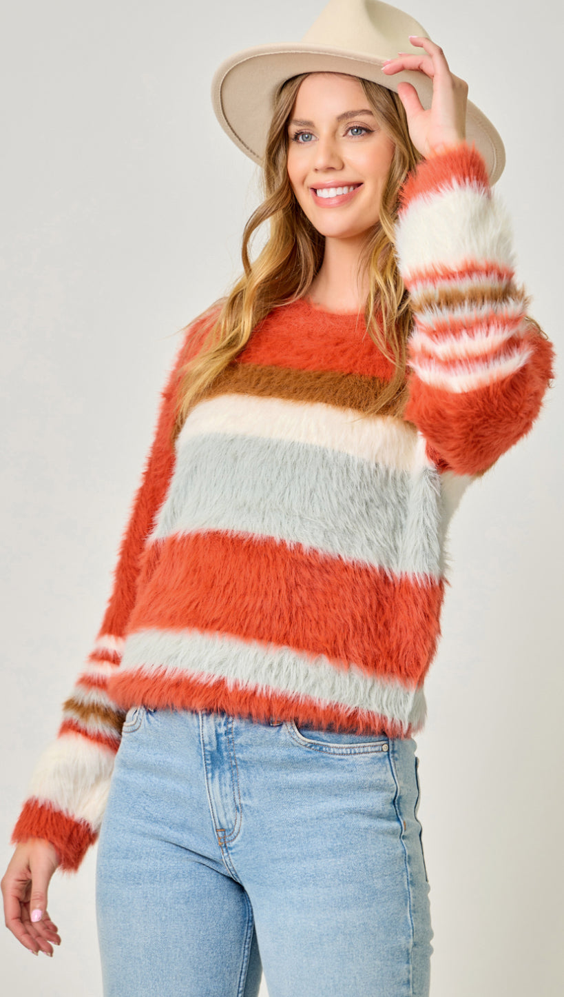 Color Blocked Stripe Sweater