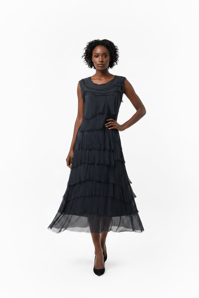 Sleeveless Frayed Dress