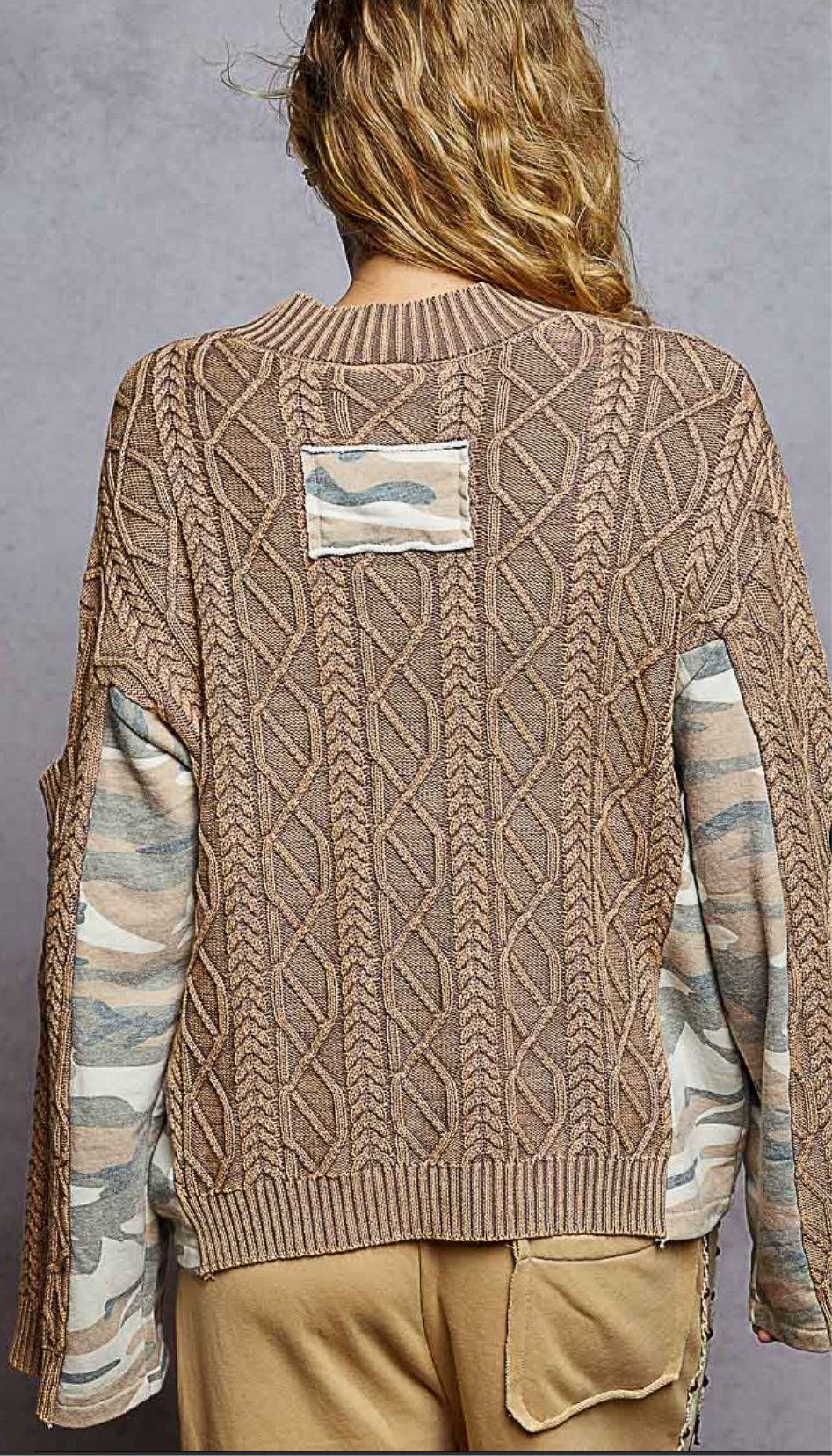 Mocha & Army Cable Knit Sweater