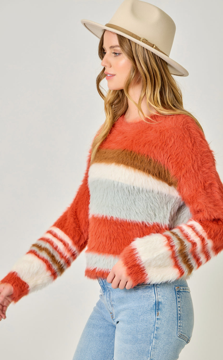 Color Blocked Stripe Sweater