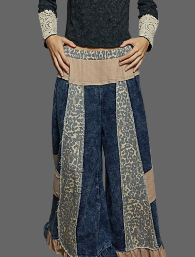 Multi textured leopard two-piece