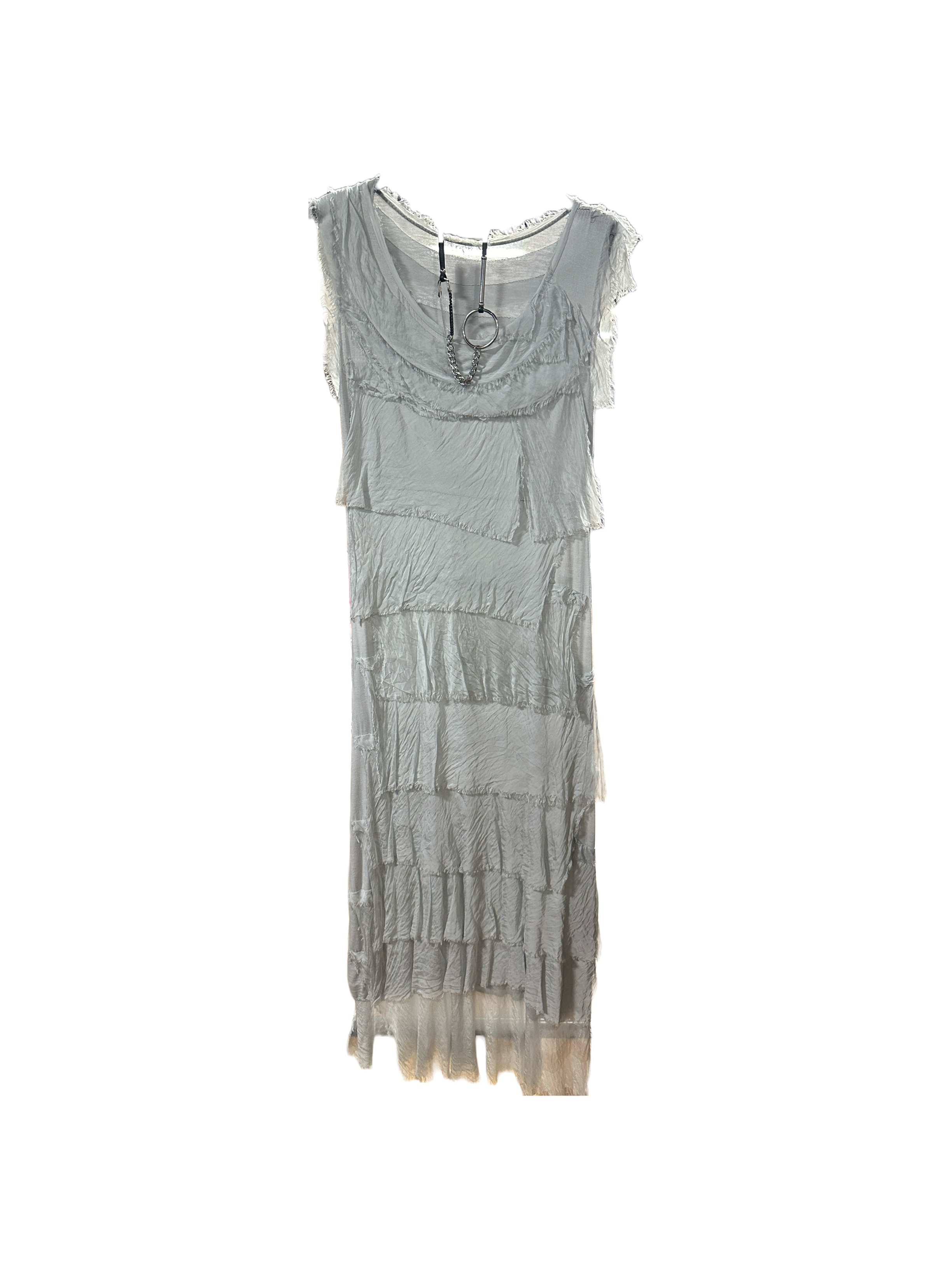 Frayed Layer Solid Dress