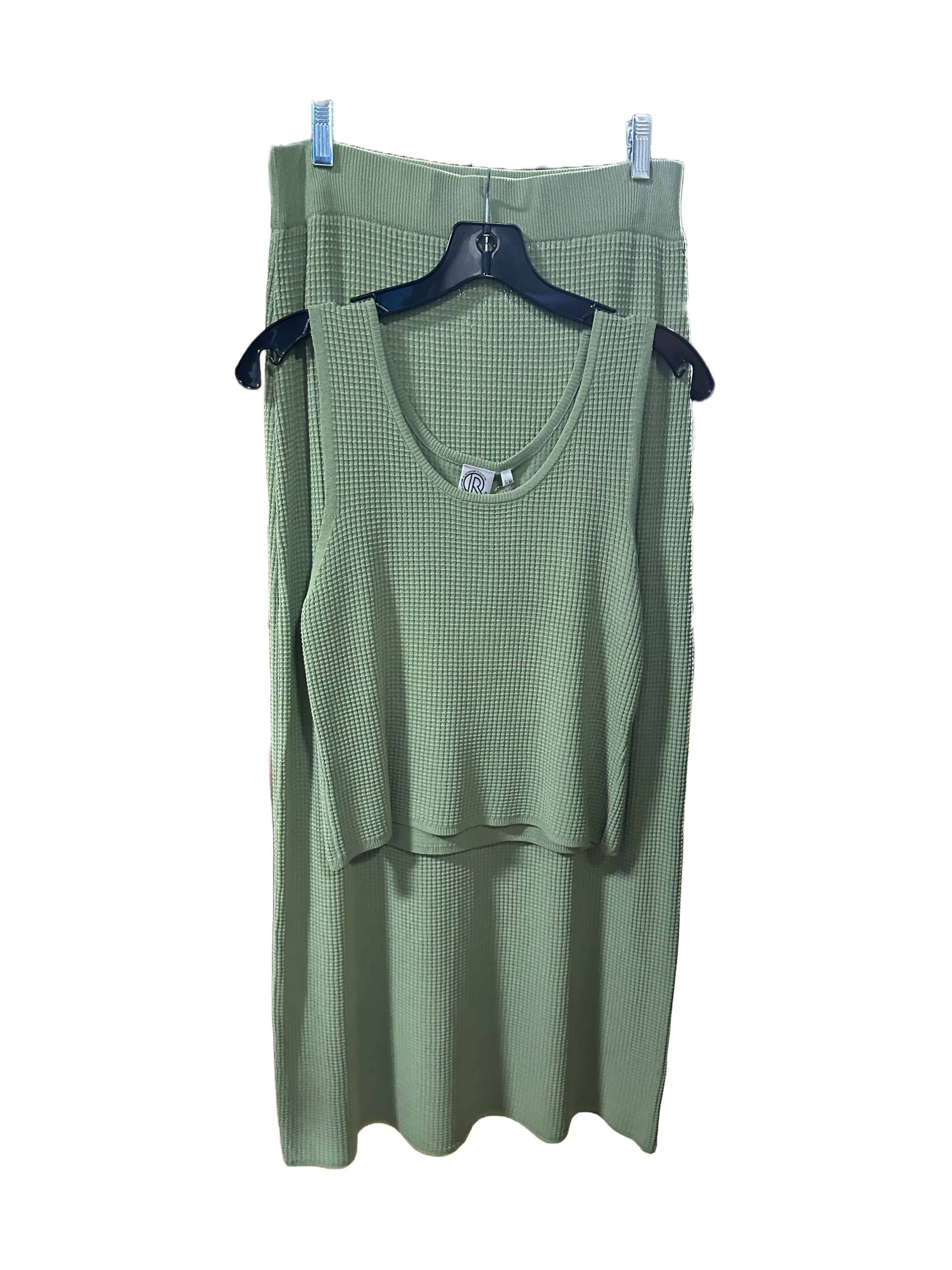 2 Piece Waffle Green Tank-Skirt