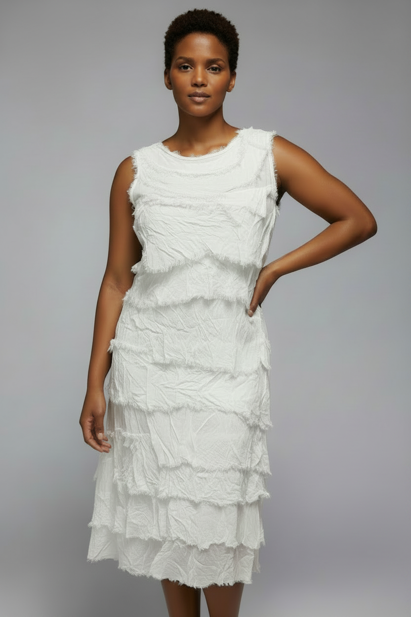 Sleeveless Frayed Dress