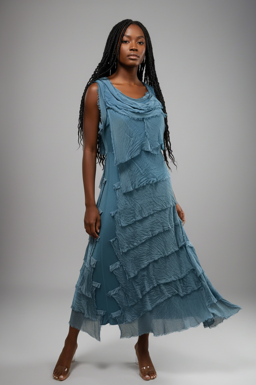 Sleeveless Frayed Dress