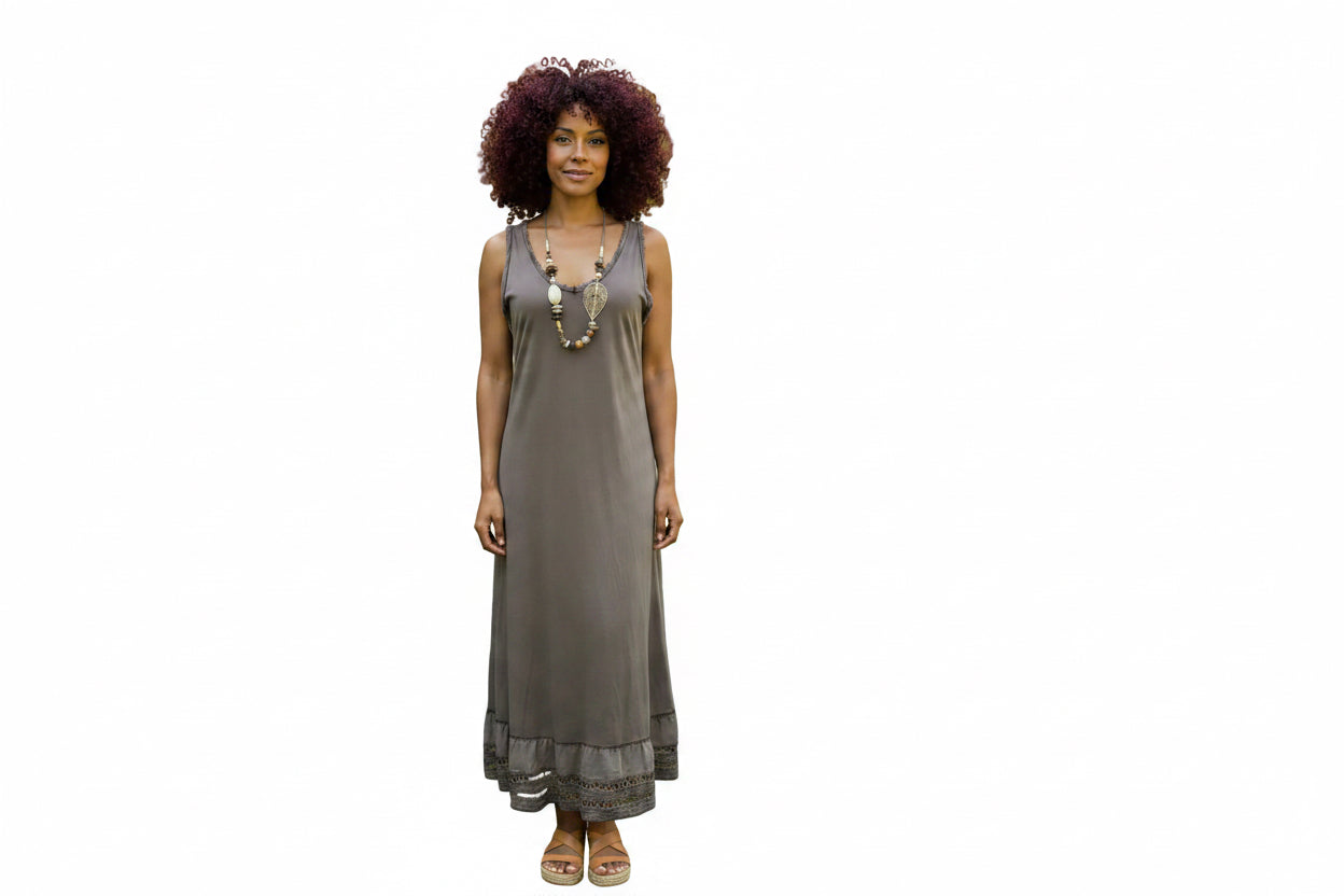 Frayed V-neck dress