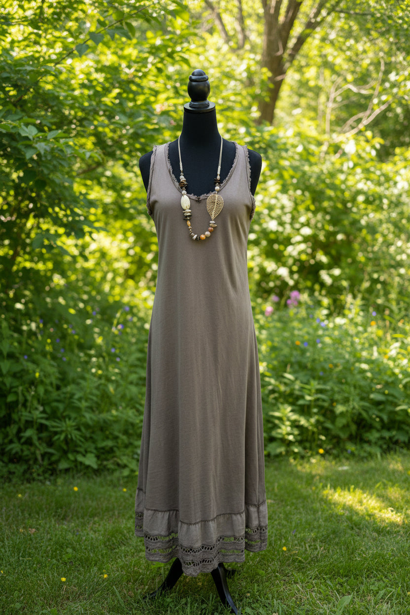 Frayed V-neck dress