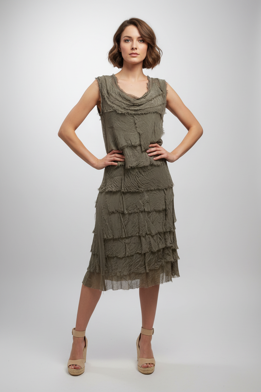 Sleeveless Frayed Dress