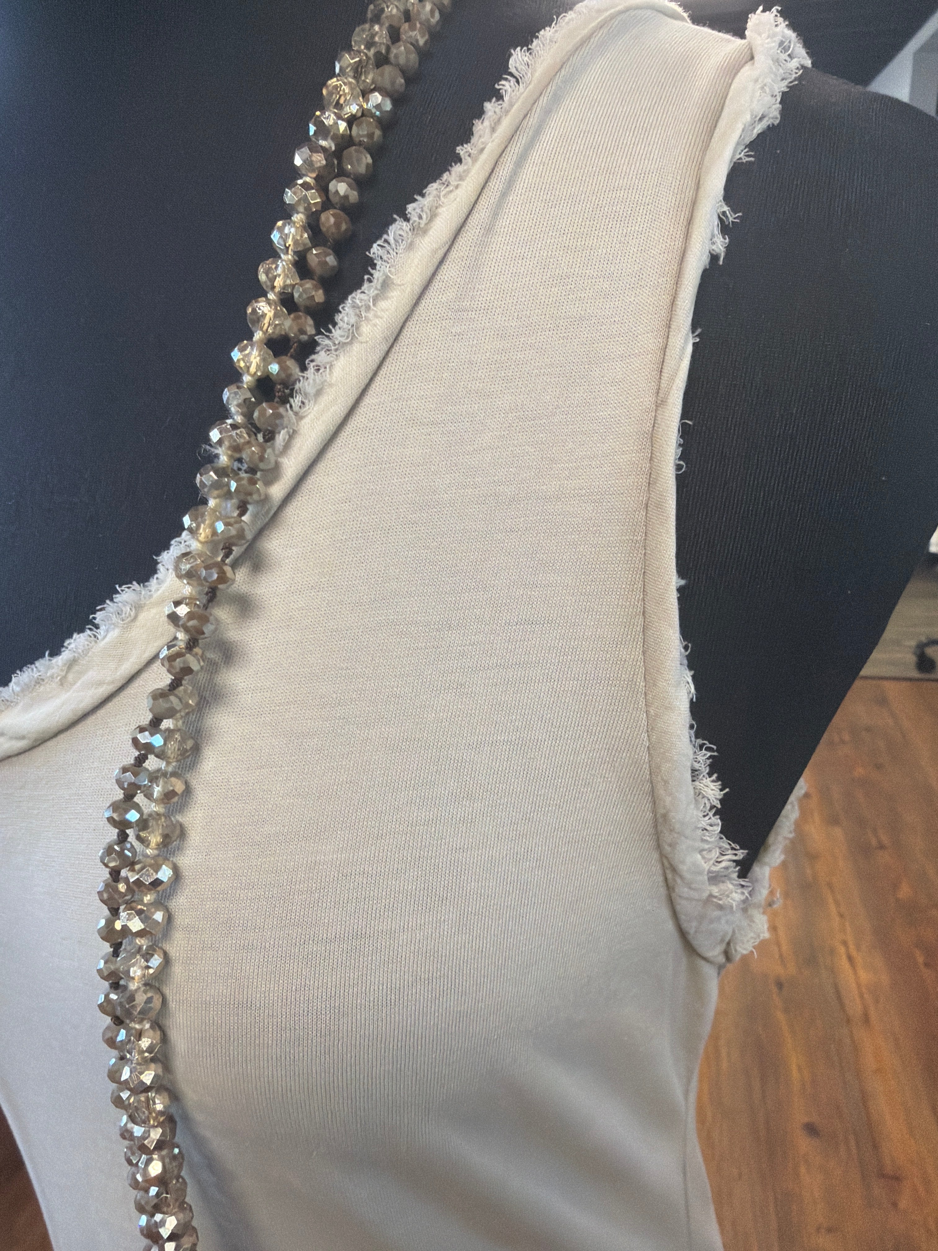 Frayed V-neck dress