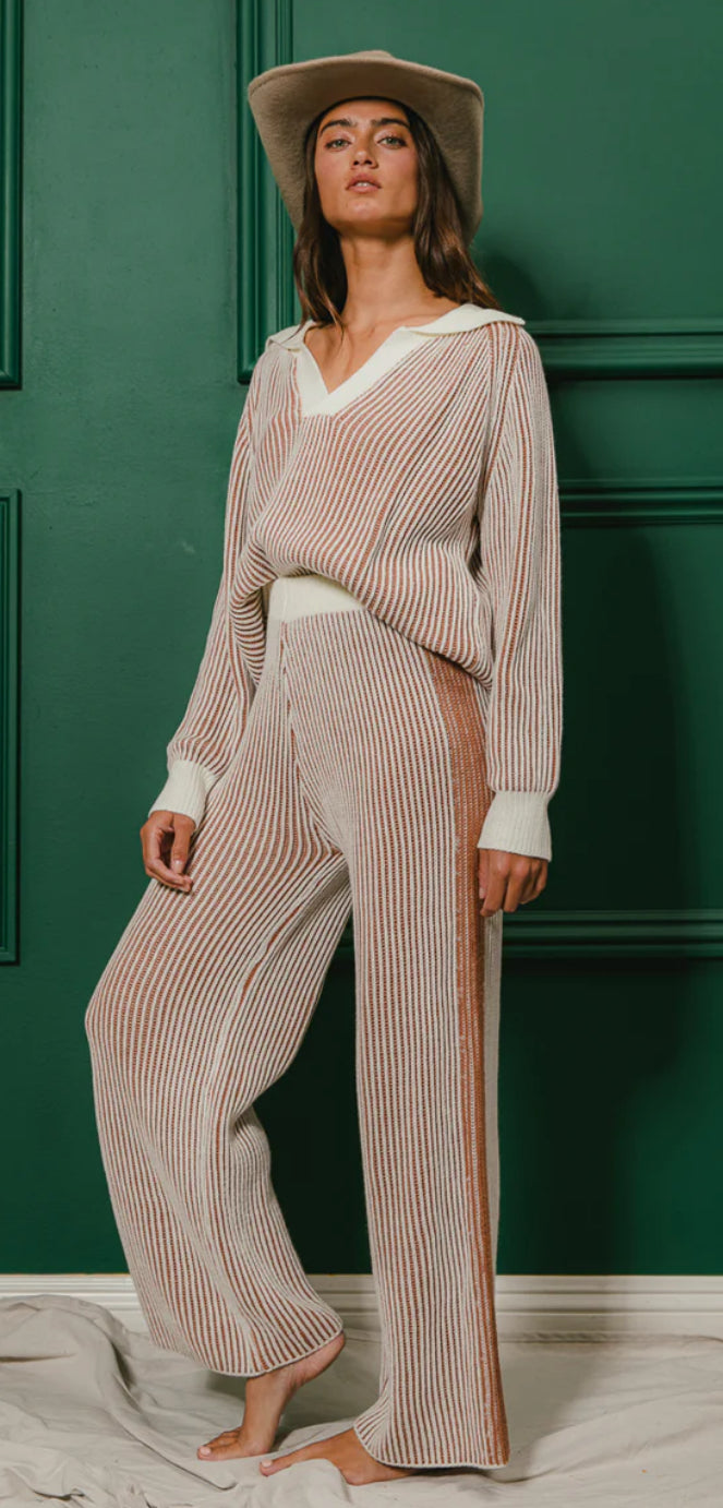 Collared Two Piece Sweater Set