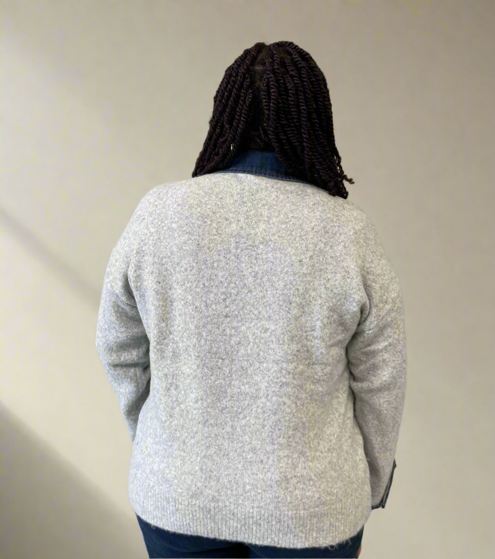 Denim Collar Sweater