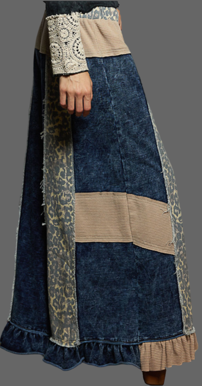 Multi textured leopard two-piece