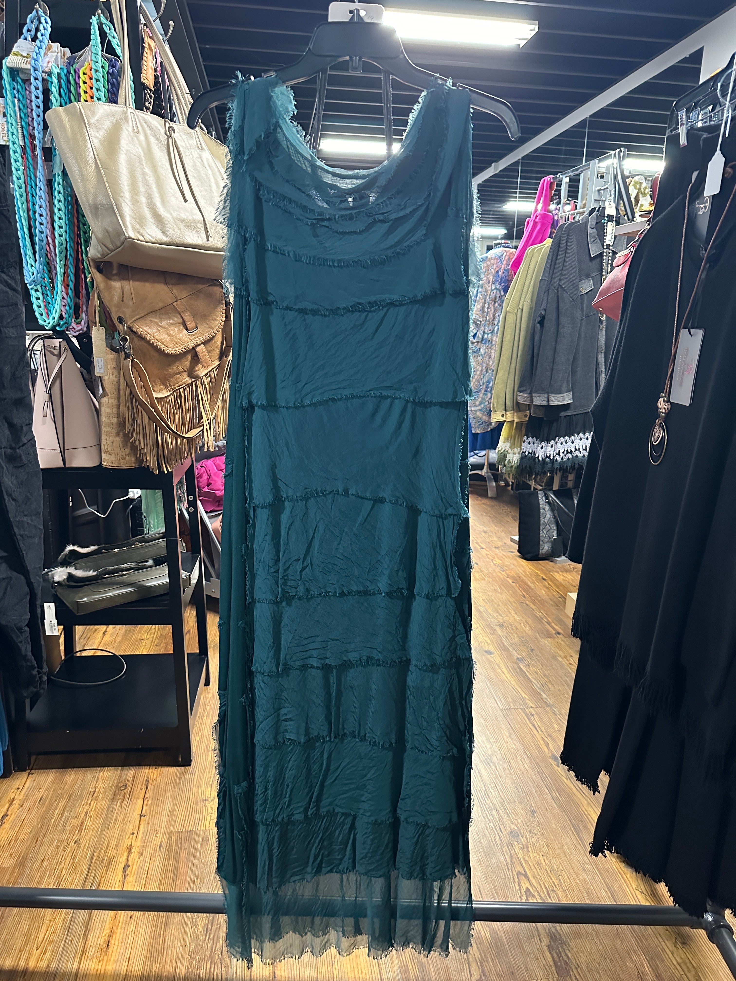 Frayed Layer Solid Dress