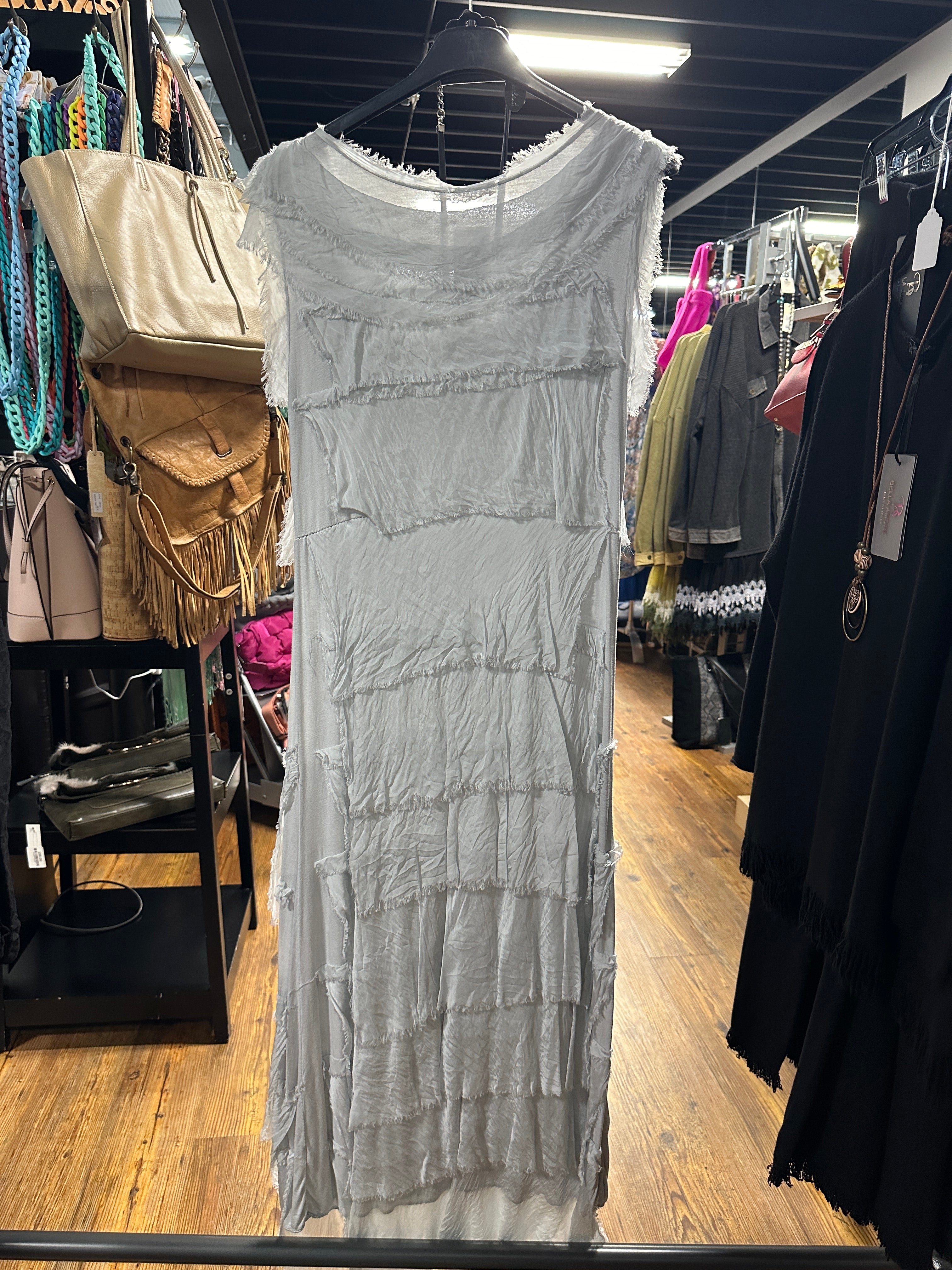 Frayed Layer Solid Dress